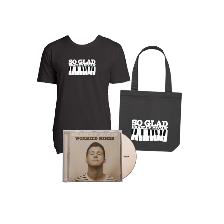 NO MORE WORRIED MINDS BUNDLE - SIGNED CD, T-SHIRT, MESSAGE FROM BRAD